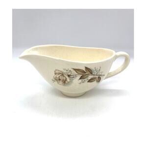 Vintage Mount Clemons Brown Rose Pattern Cream Creamer USA *Some Crazing